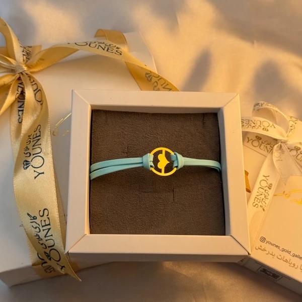 دستبند طلا چرم دولاین قلب توپر